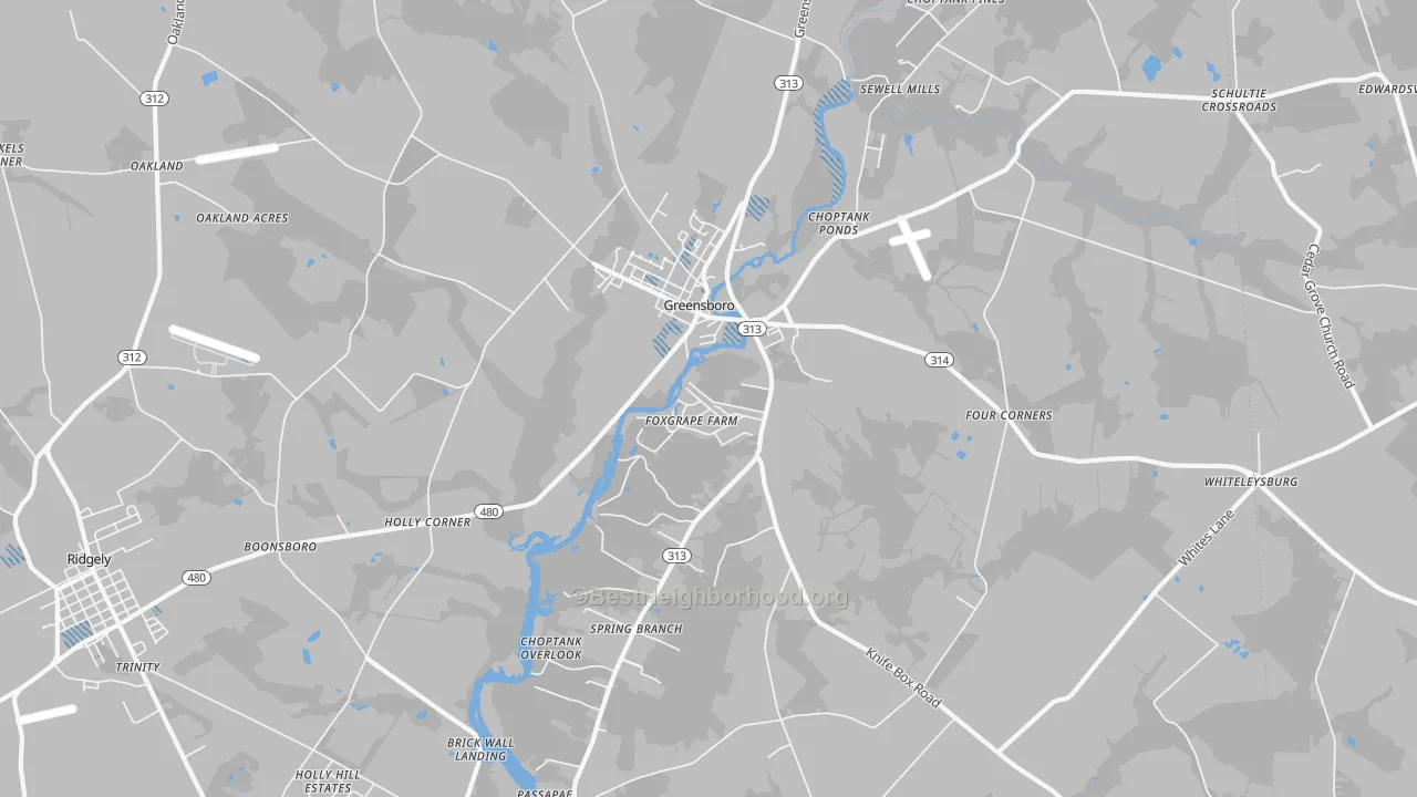 Transit Grade map of Greensboro, MD