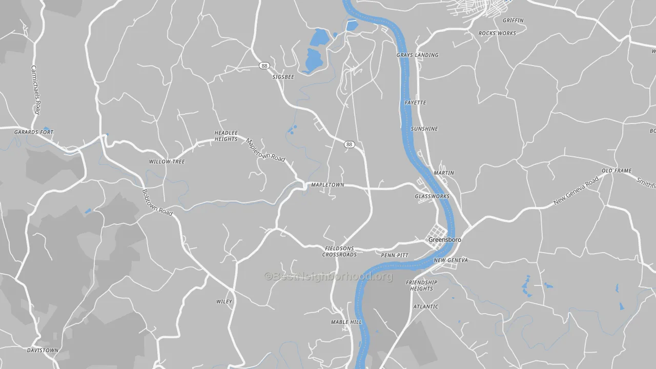 Transit Grade map of Greensboro, PA