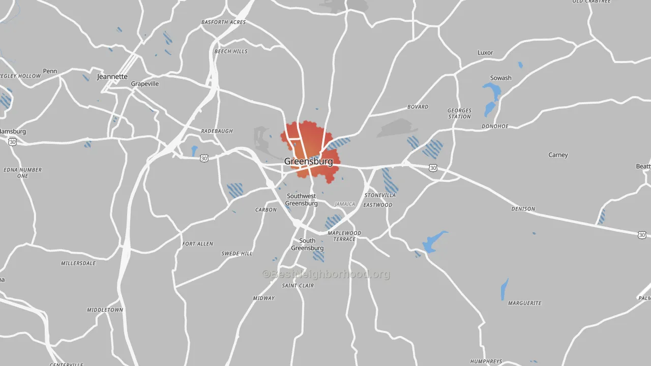 Transit Grade map of Greensburg, PA
