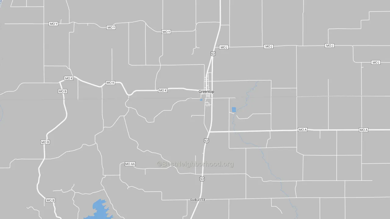 Transit Grade map of Greentop, MO