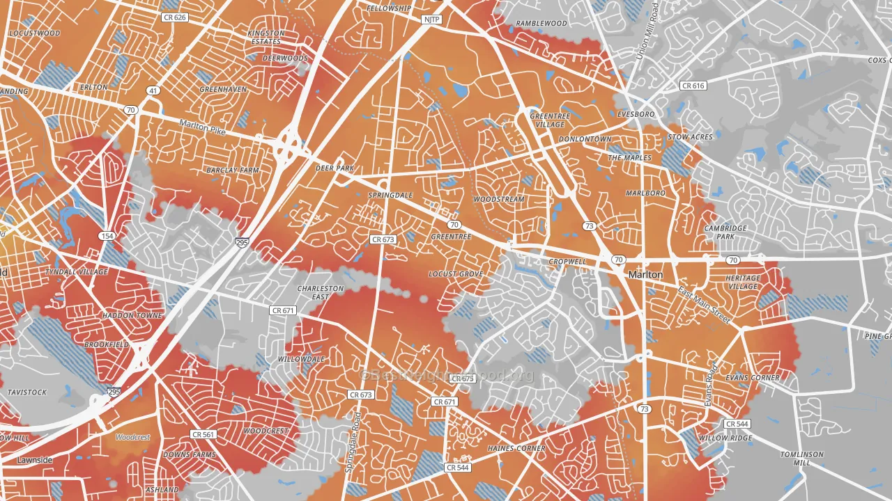 Transit Grade map of Greentree, NJ