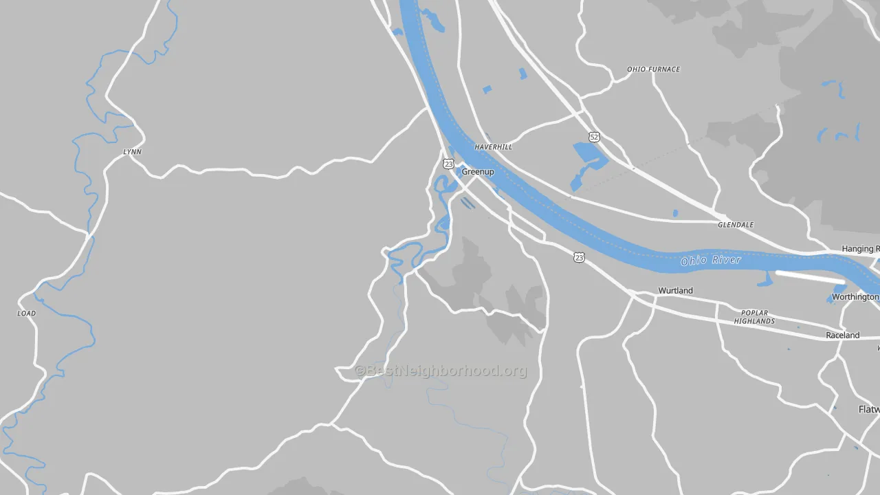Transit Grade map of Greenup, KY