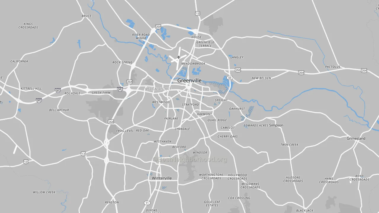 Transit Grade map of Greenville, NC