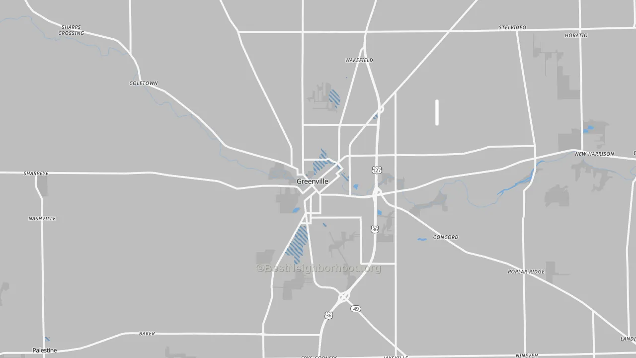 Transit Grade map of Greenville, OH