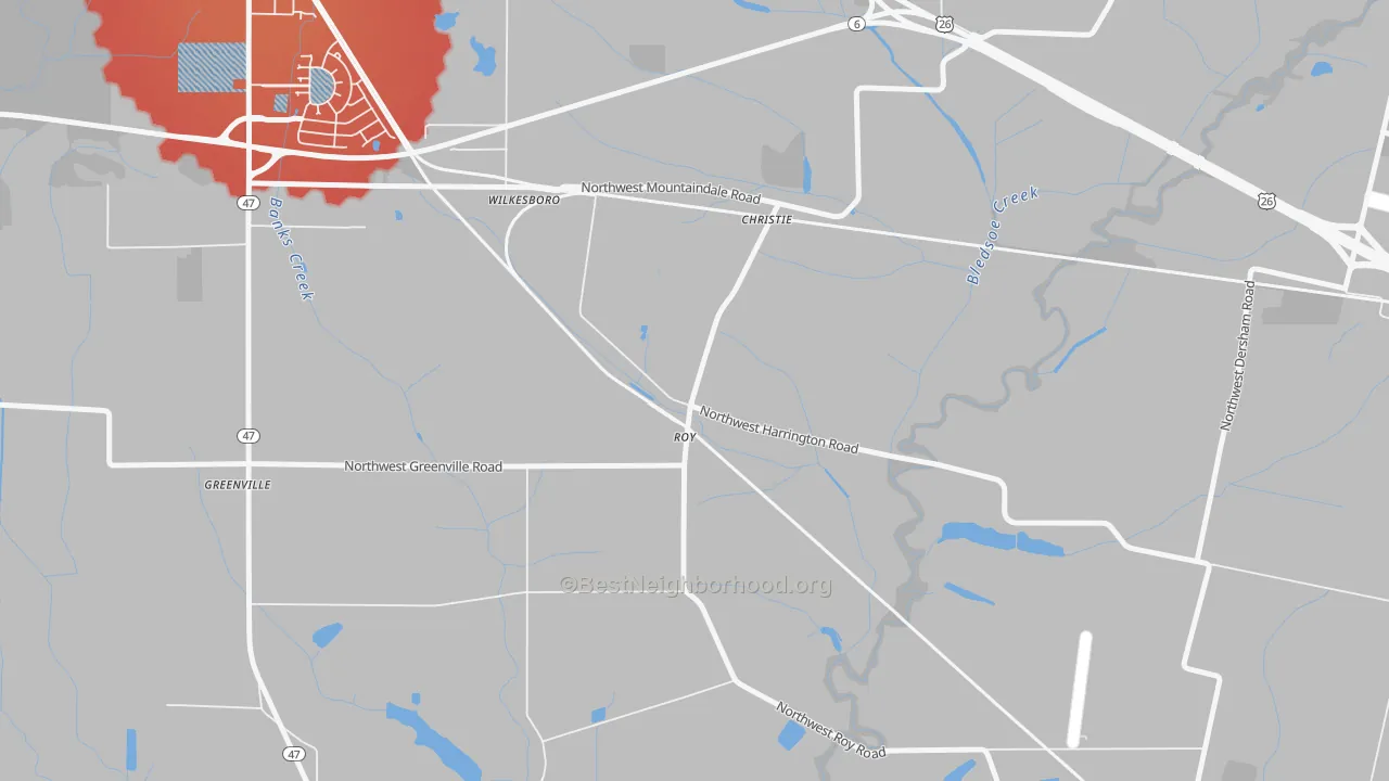Transit Grade map of Greenville, OR
