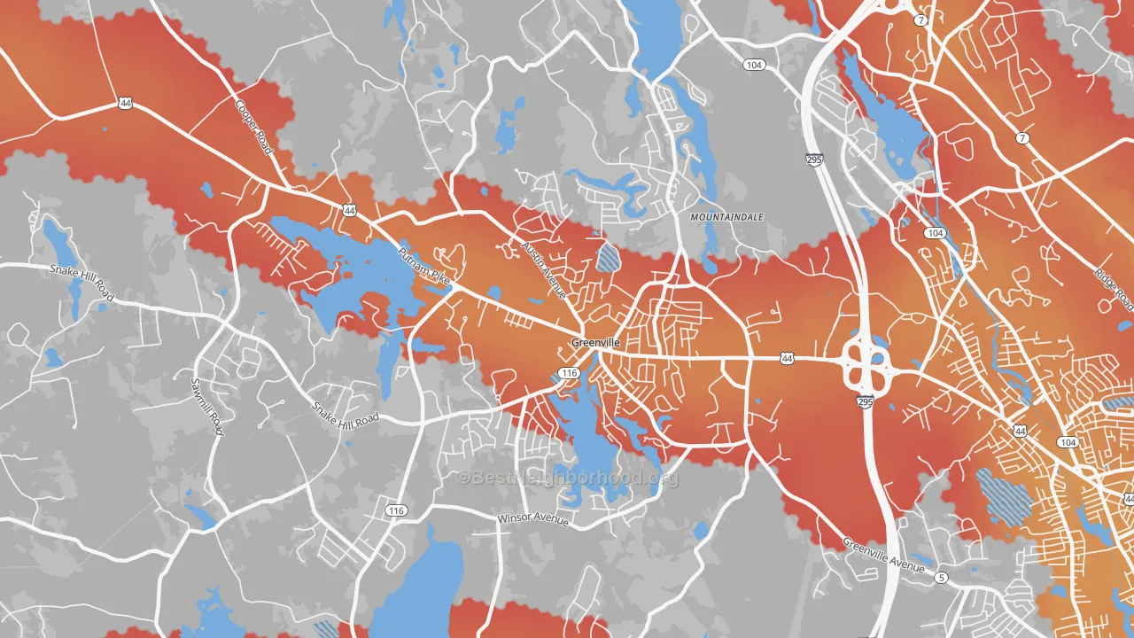 Transit Grade map of Greenville, RI