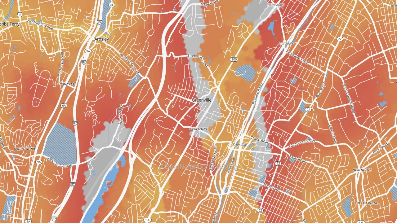 Transit Grade map of Greenville, Scarsdale, NY
