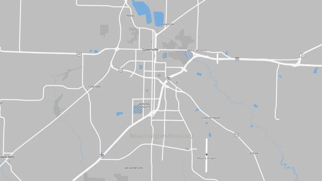 Transit Grade map of Greenville, TX