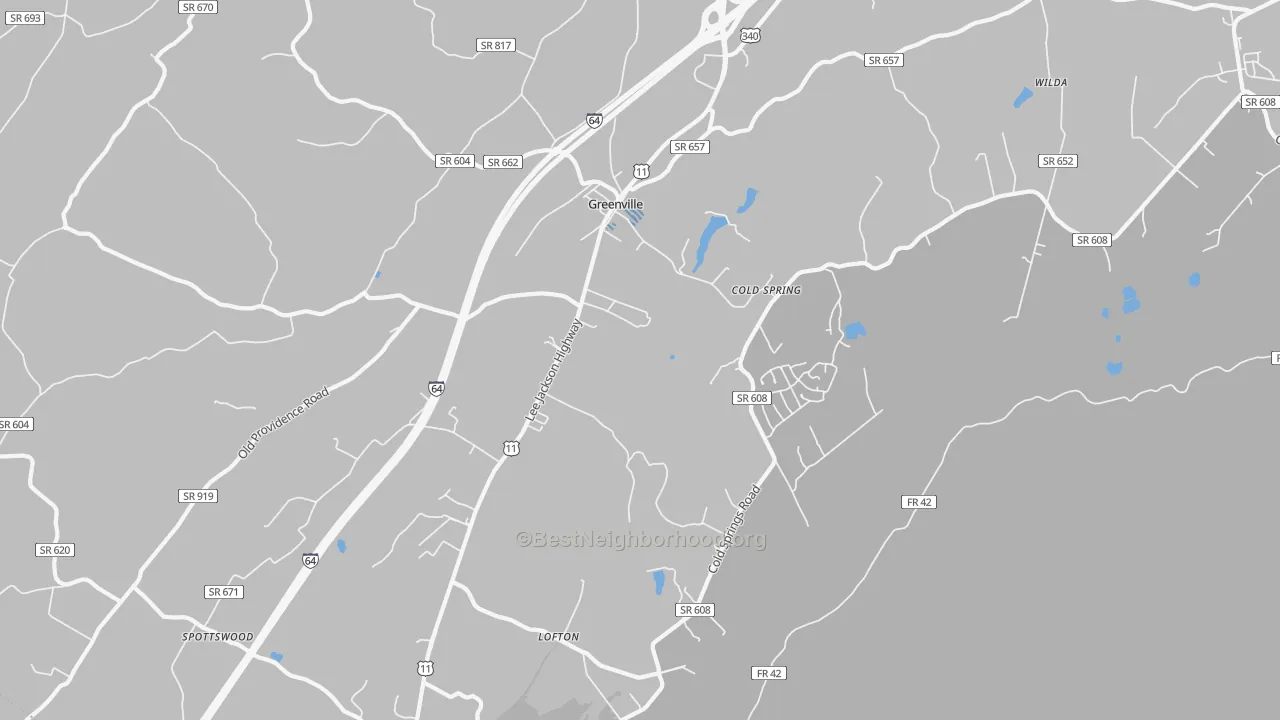 Transit Grade map of Greenville, VA