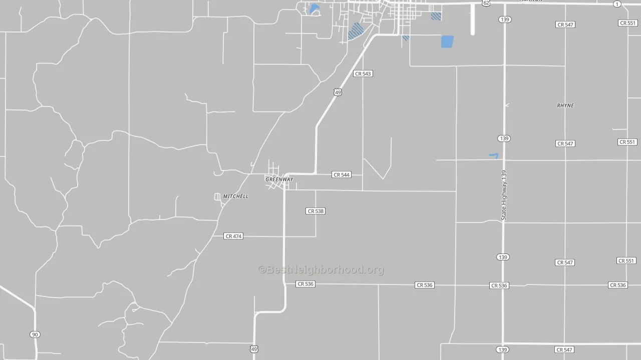Transit Grade map of Greenway, AR