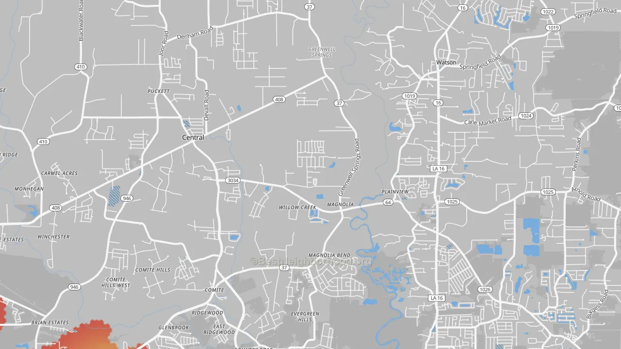 Transit Grade map of Greenwell Springs, LA