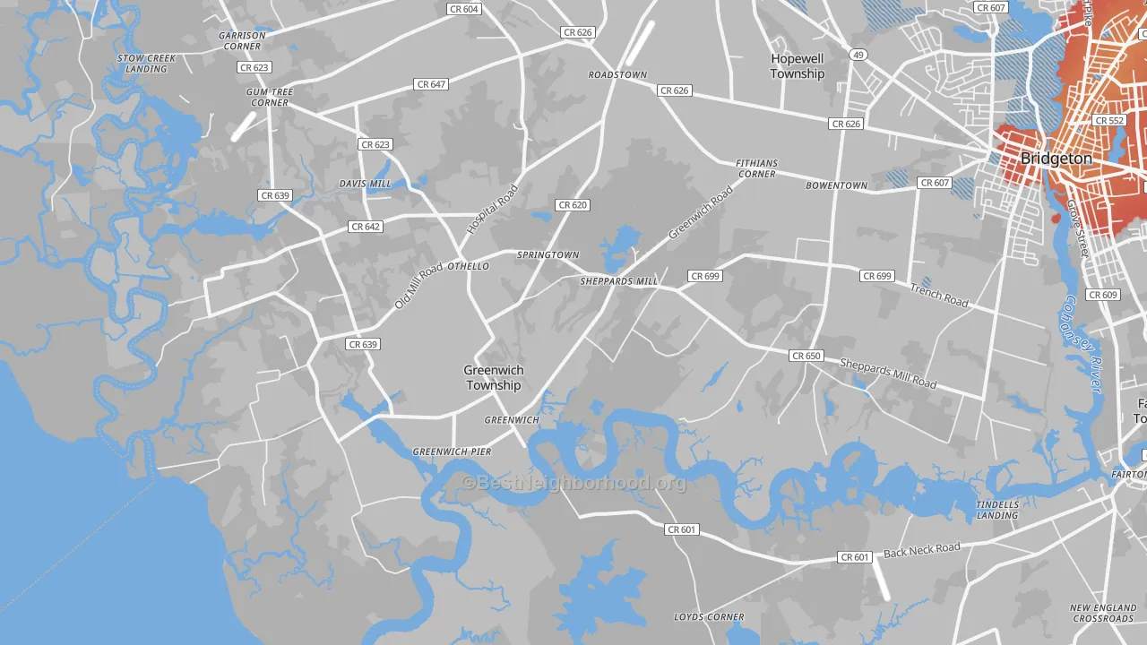 Transit Grade map of Greenwich, NJ