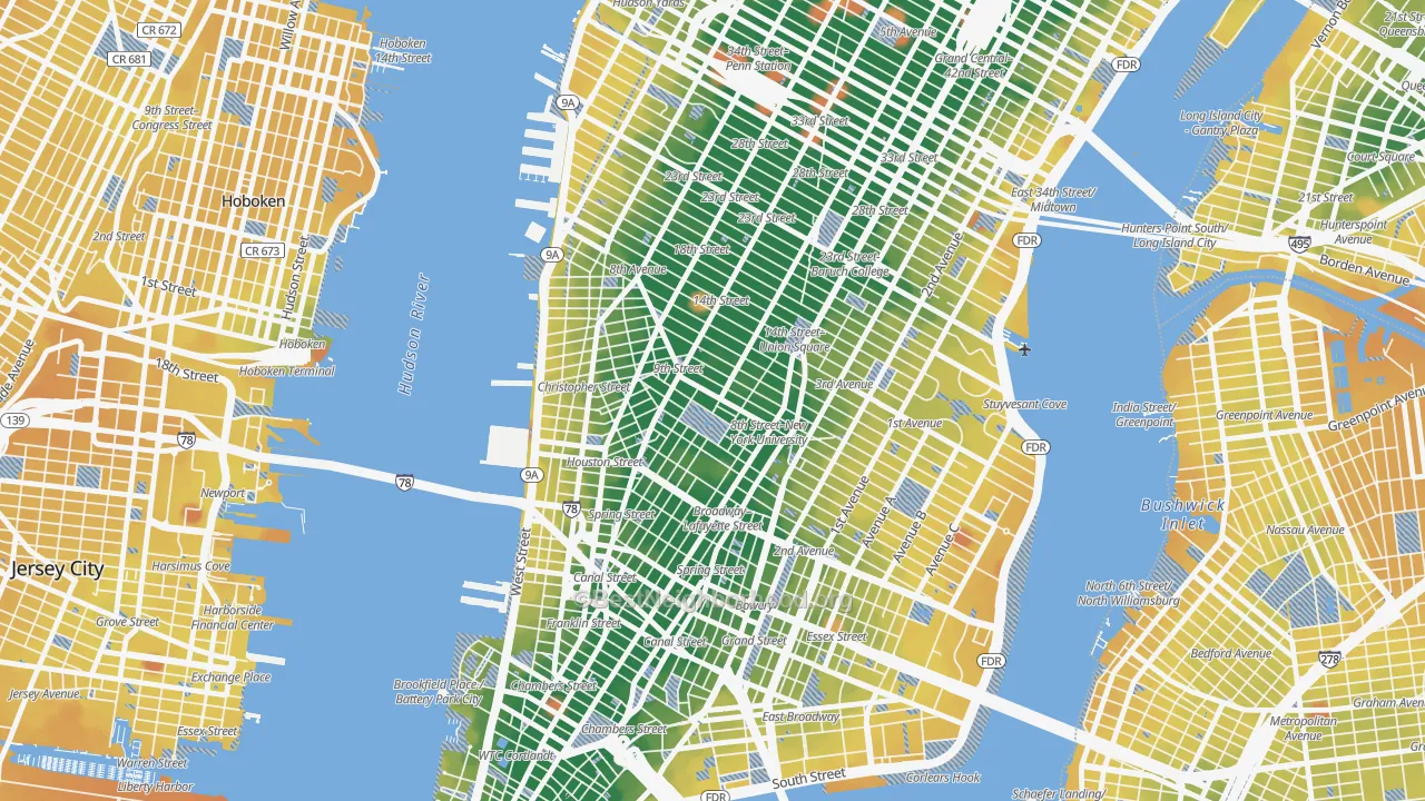 Transit Grade map of Greenwich Village, Manhattan, NY