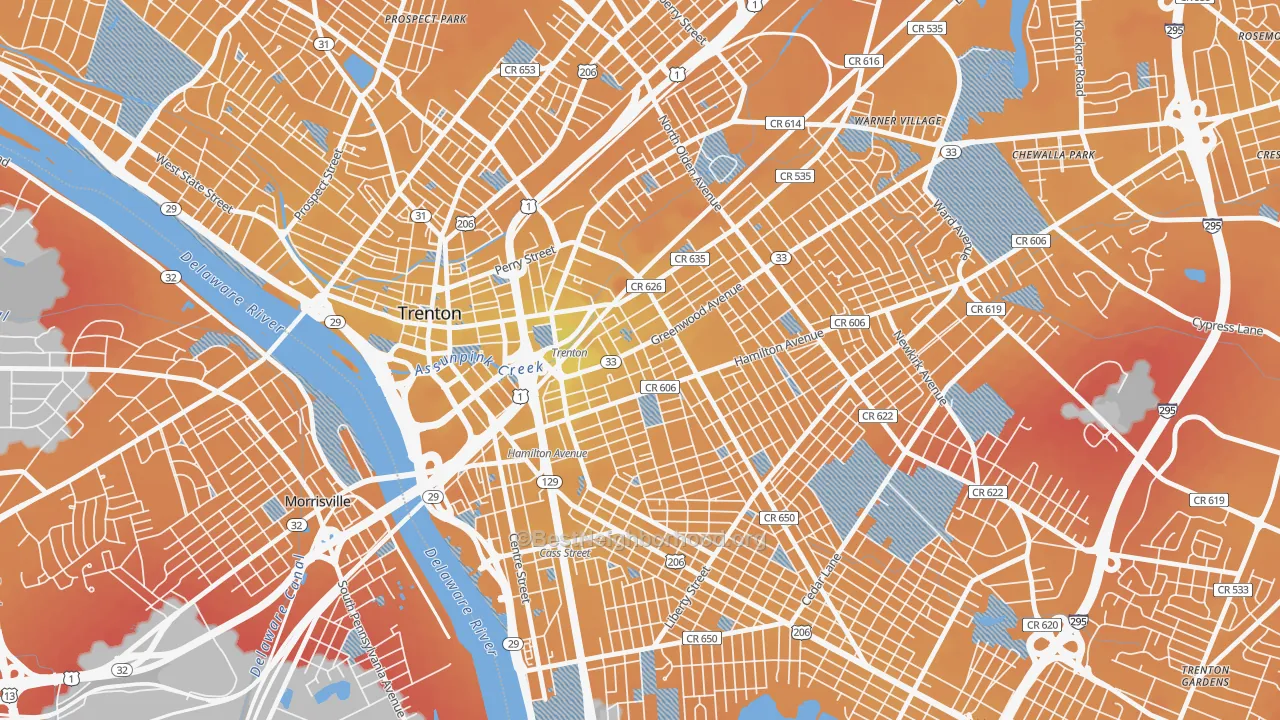 Transit Grade map of Greenwood and Hamilton, Trenton, NJ