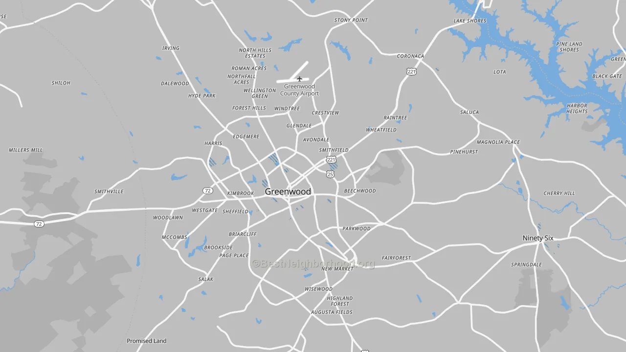 Transit Grade map of Greenwood County, SC