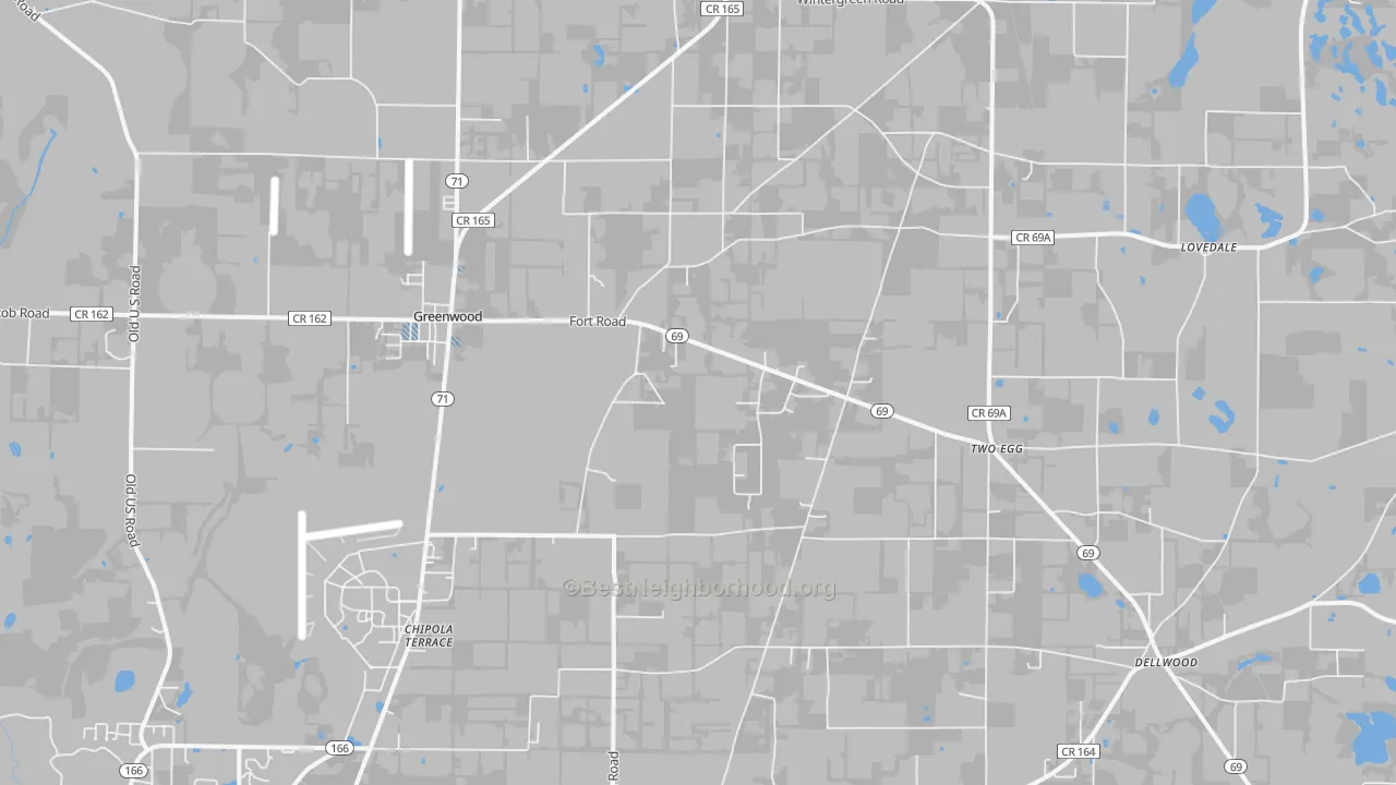 Transit Grade map of Greenwood, FL