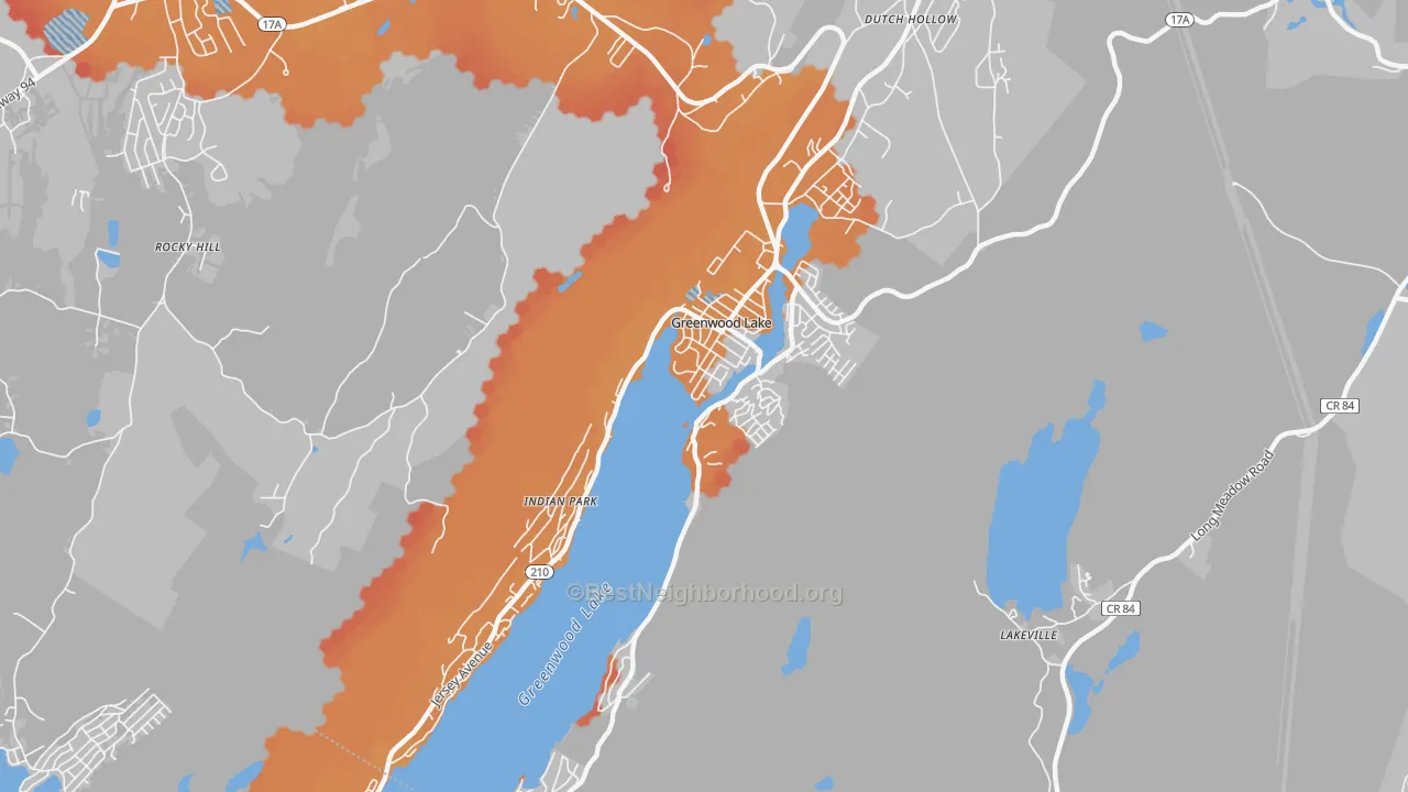 Transit Grade map of Greenwood Lake, NY