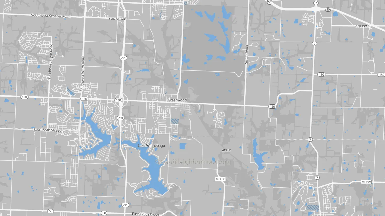 Transit Grade map of Greenwood, MO