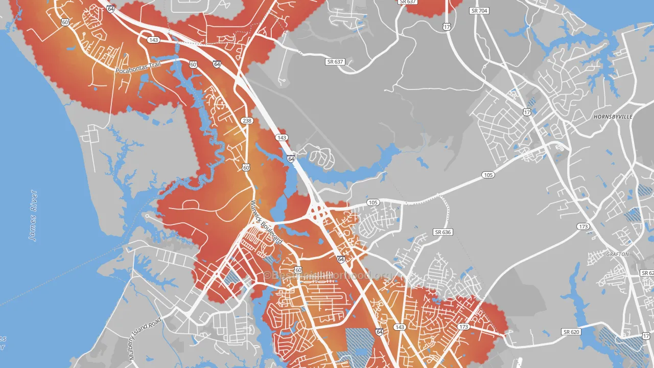 Transit Grade map of Greenwood, Newport News, VA