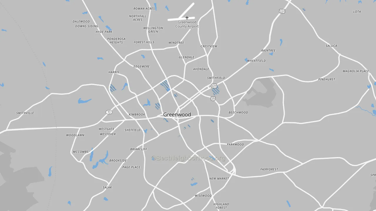 Transit Grade map of Greenwood, SC