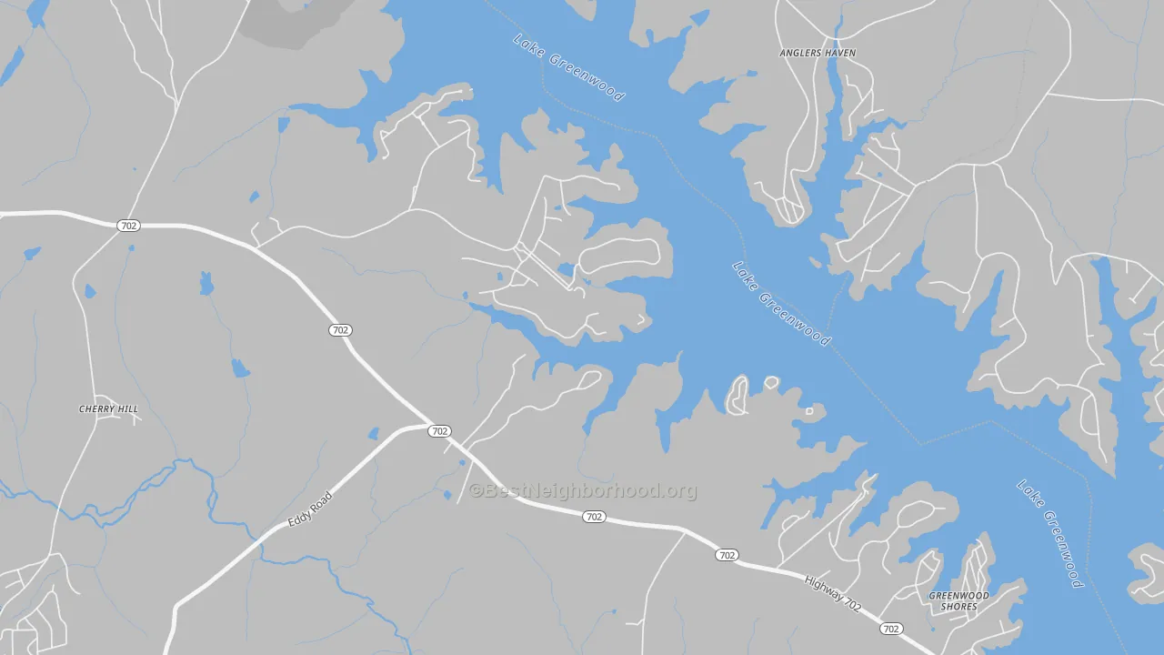 Transit Grade map of Greenwood Shores, SC