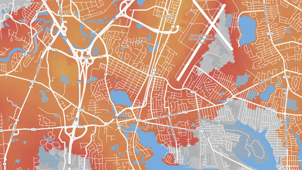 Transit Grade map of Greenwood, Warwick, RI