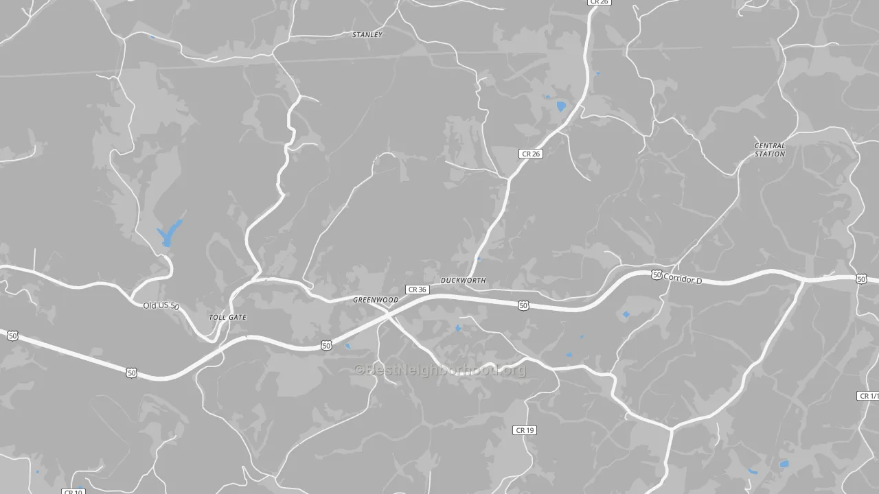 Transit Grade map of Greenwood, WV