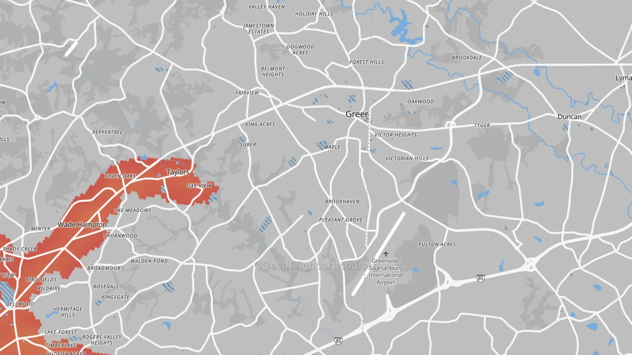 Transit Grade map of Greer, SC