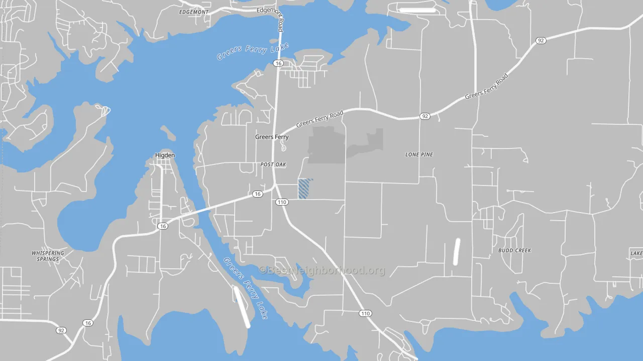Transit Grade map of Greers Ferry, AR