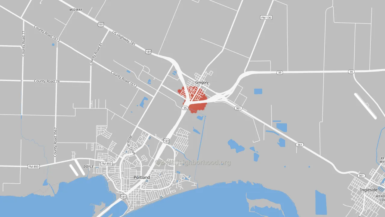 Transit Grade map of Gregory, TX
