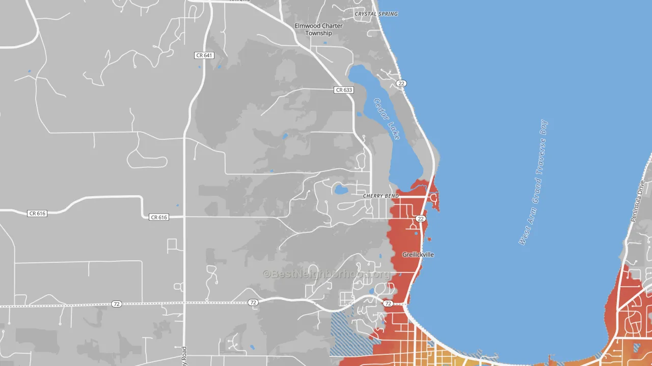 Transit Grade map of Greilickville, MI