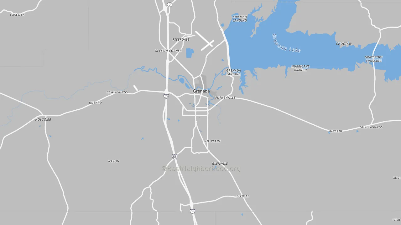 Transit Grade map of Grenada County, MS