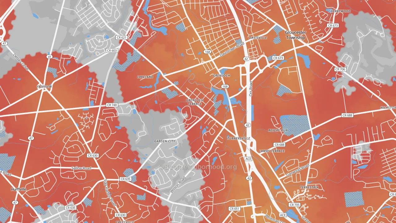 Transit Grade map of Grenloch, NJ