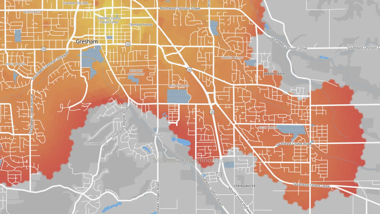 Transit Grade map of Gresham-Mt. Hood, Gresham, OR