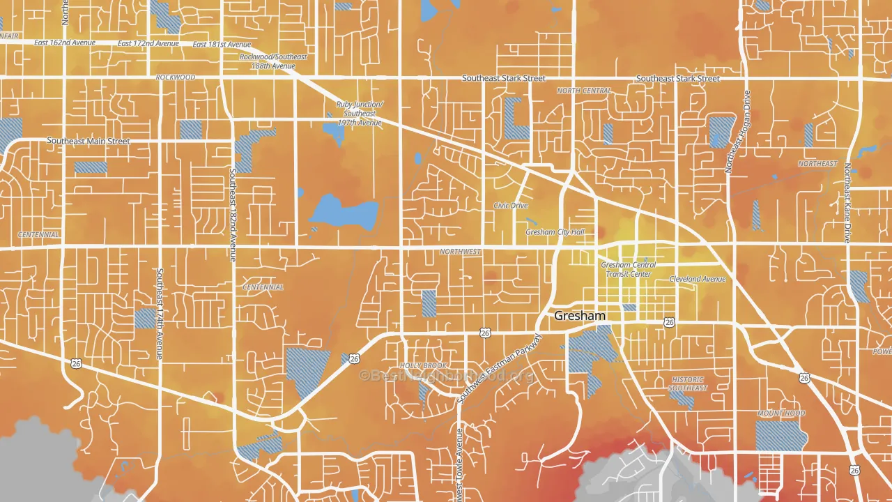 Transit Grade map of Gresham-Northwest, Gresham, OR