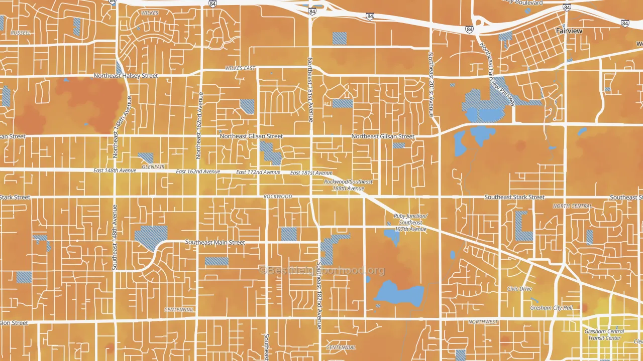 Transit Grade map of Gresham-Rockwood, Gresham, OR