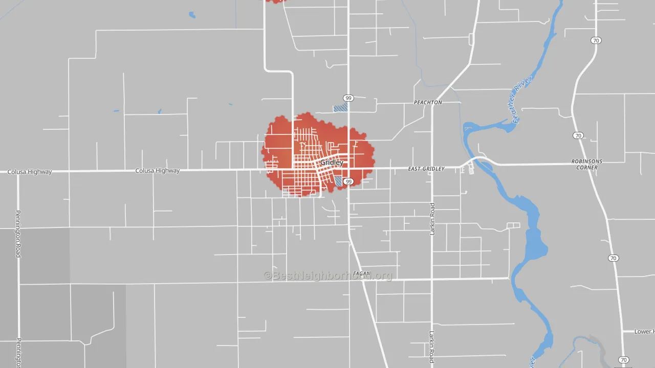 Transit Grade map of Gridley, CA