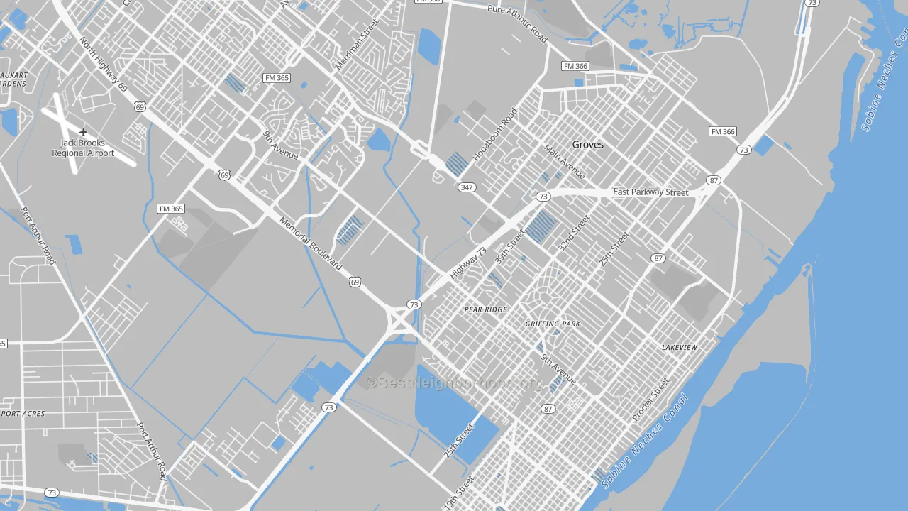 Transit Grade map of Griffing Park, TX