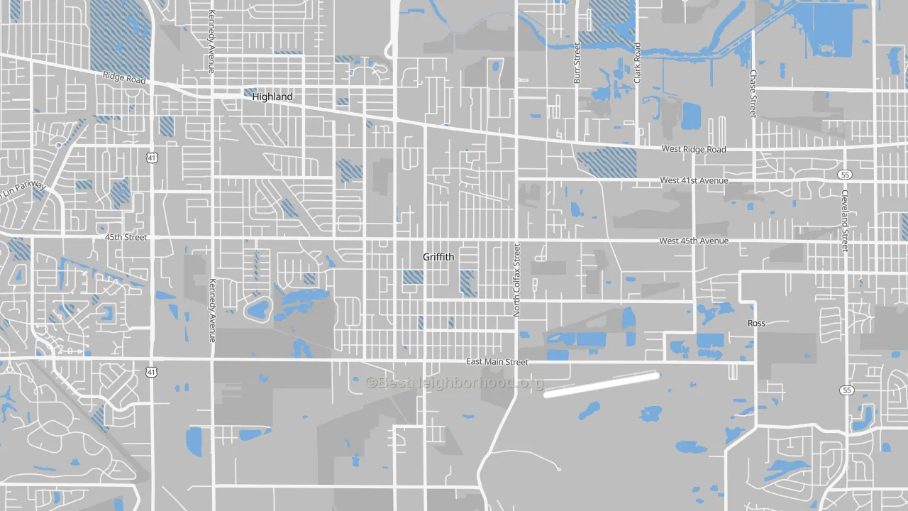 Transit Grade map of Griffith, IN