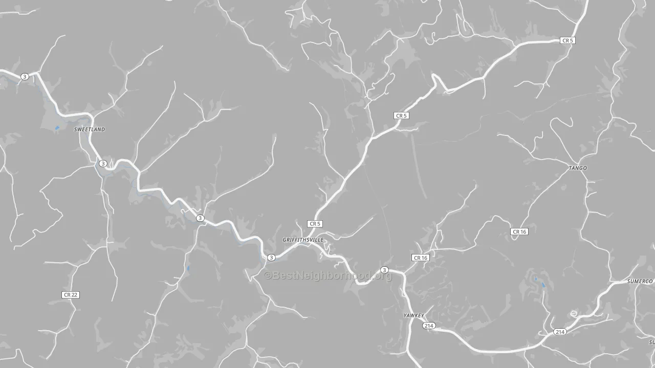 Transit Grade map of Griffithsville, WV