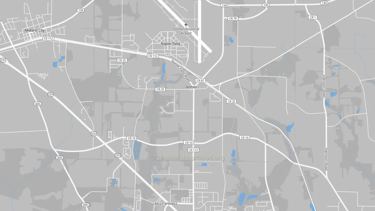 Transit Grade map of Grimes, AL