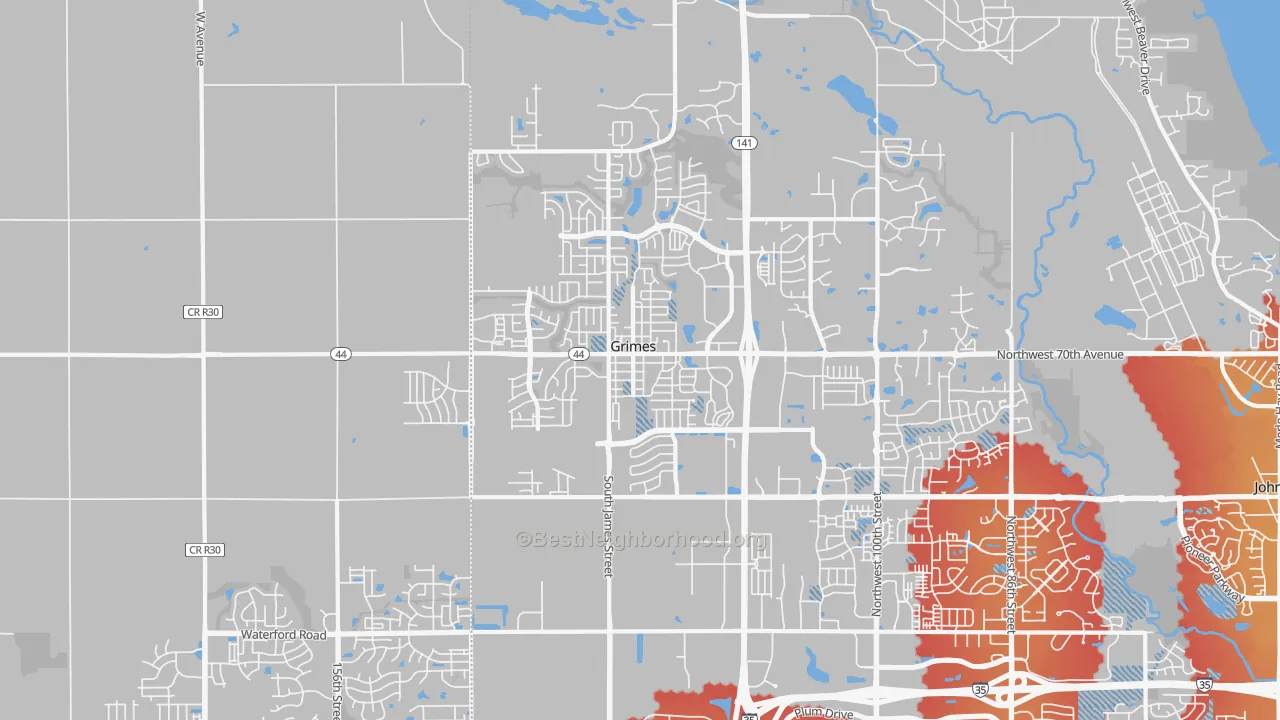 Transit Grade map of Grimes, IA