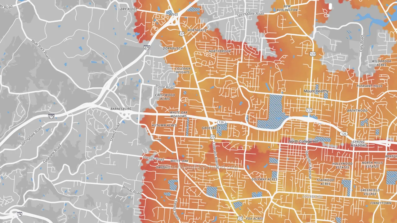 Transit Grade map of Groesbeck, Cincinnati, OH
