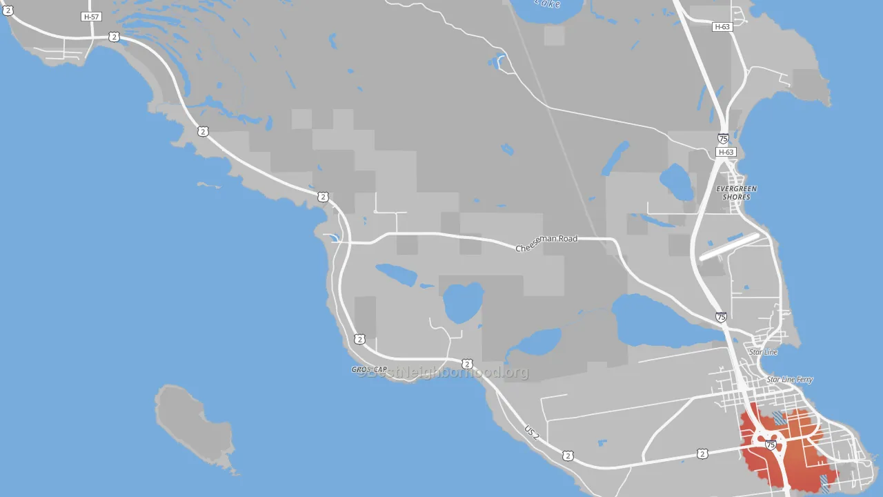Transit Grade map of Gros Cap, MI