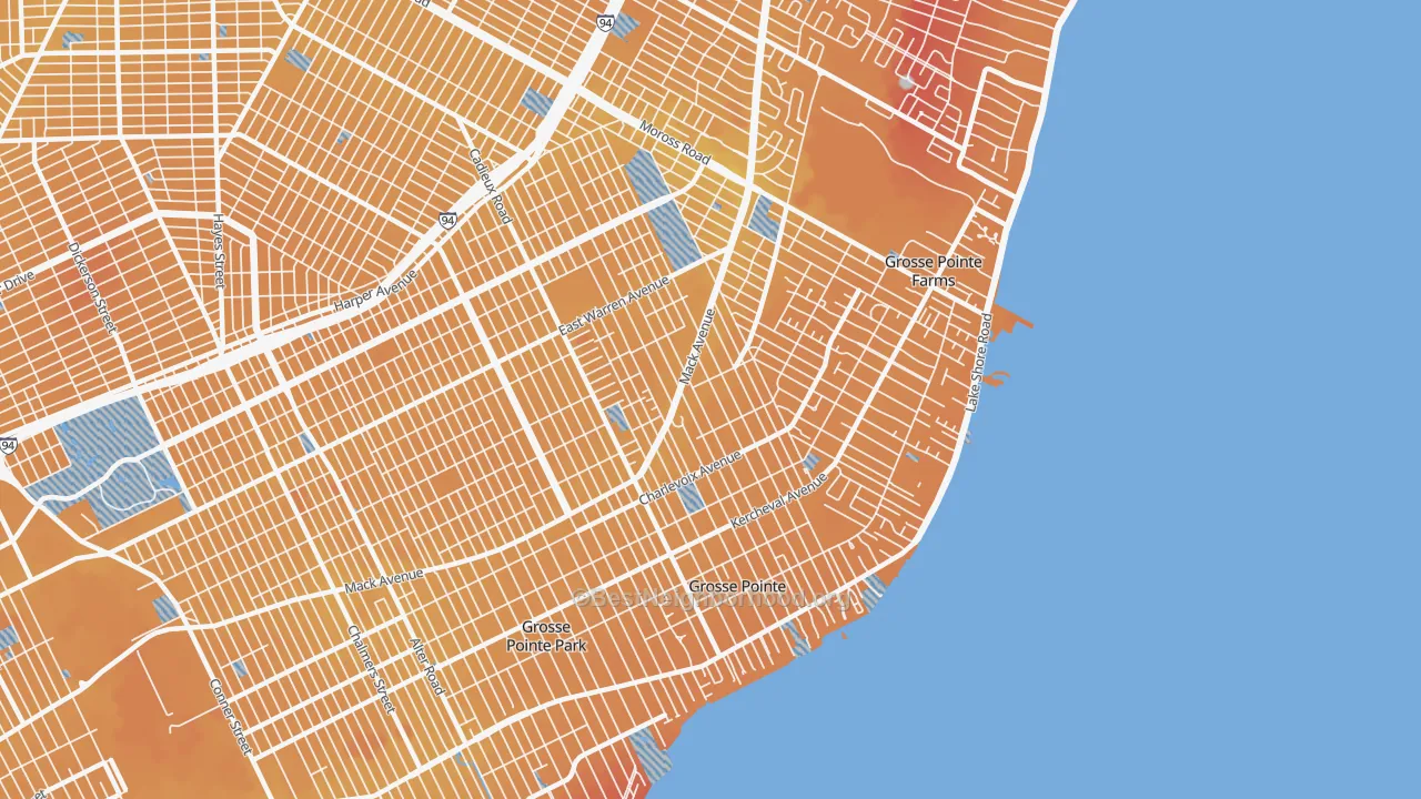 Transit Grade map of Grosse Pointe, MI