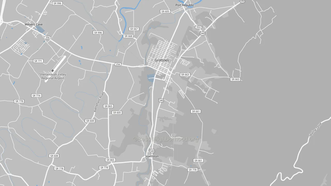 Transit Grade map of Grottoes, VA