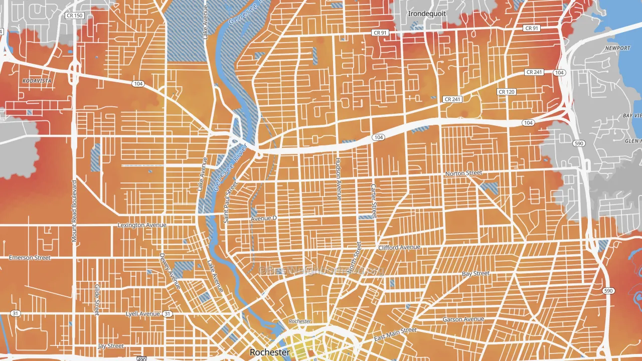 Transit Grade map of Group 14621, Rochester, NY