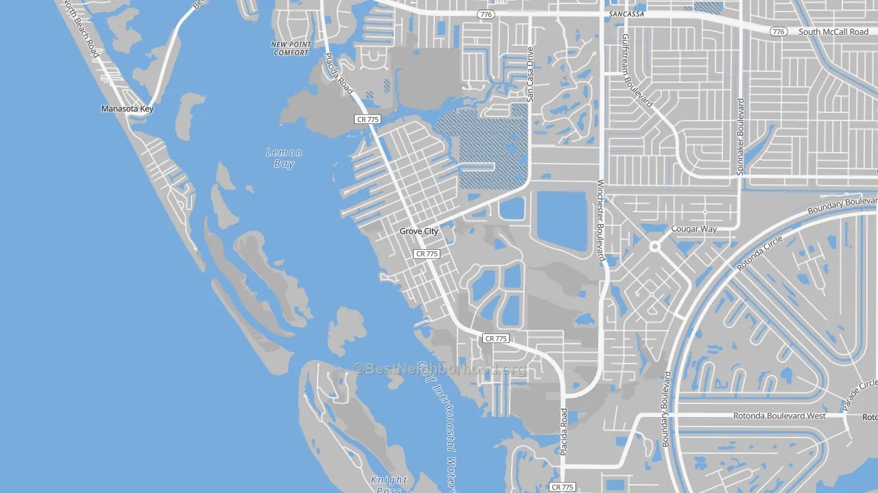 Transit Grade map of Grove City, FL