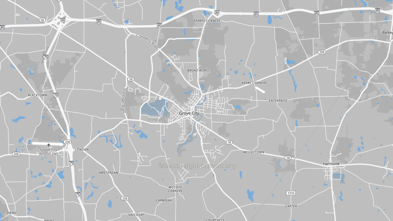 Transit Grade map of Grove City, PA