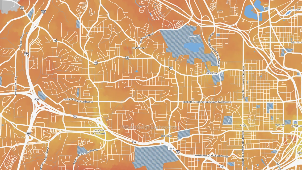 Transit Grade map of Grove Park, Atlanta, GA